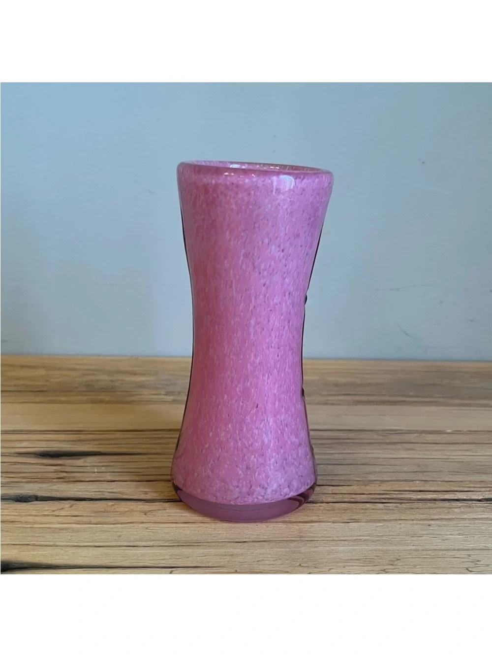 Hand-blown pink art glass vase